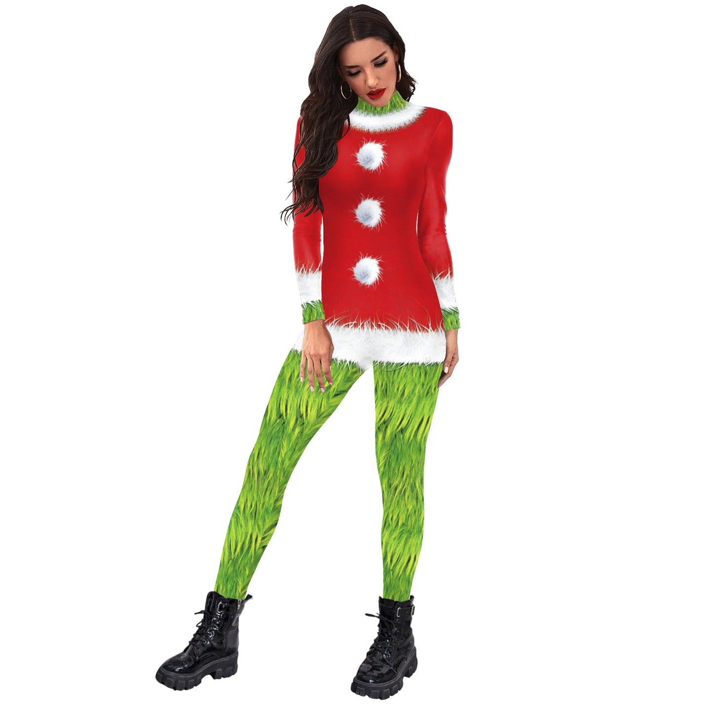 Christmas Grinch Outfit Stage Clothes Digital Printing Tight Clothing