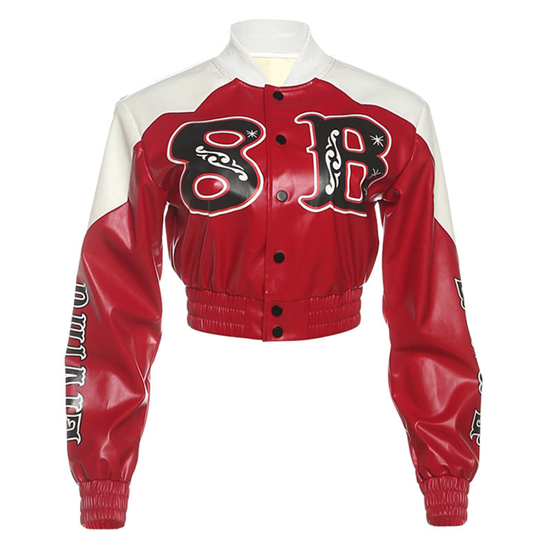 Women's Slim Fit Print Contrast Color Personality Jackets