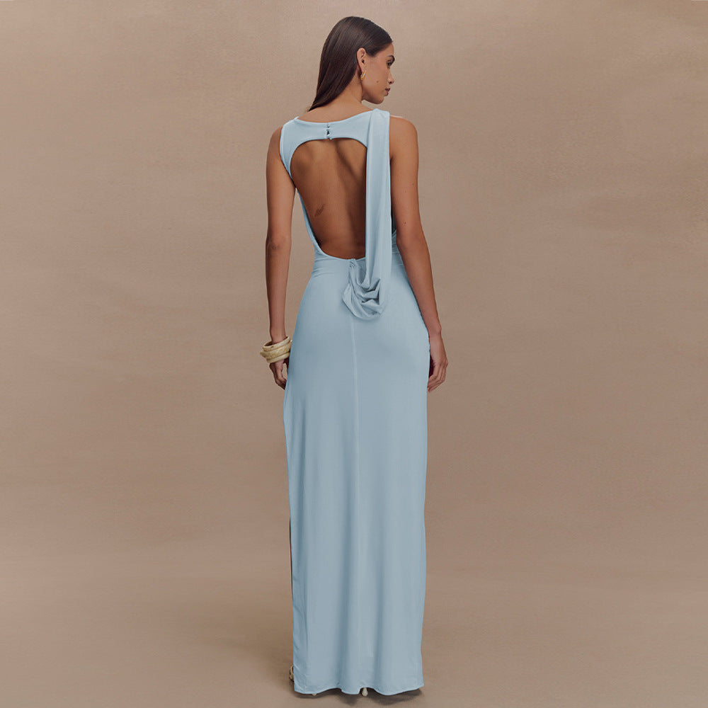 Sleeveless Split Long Dress Elegant Slim Dresses