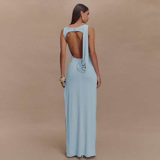 Sleeveless Split Long Dress Elegant Slim Dresses