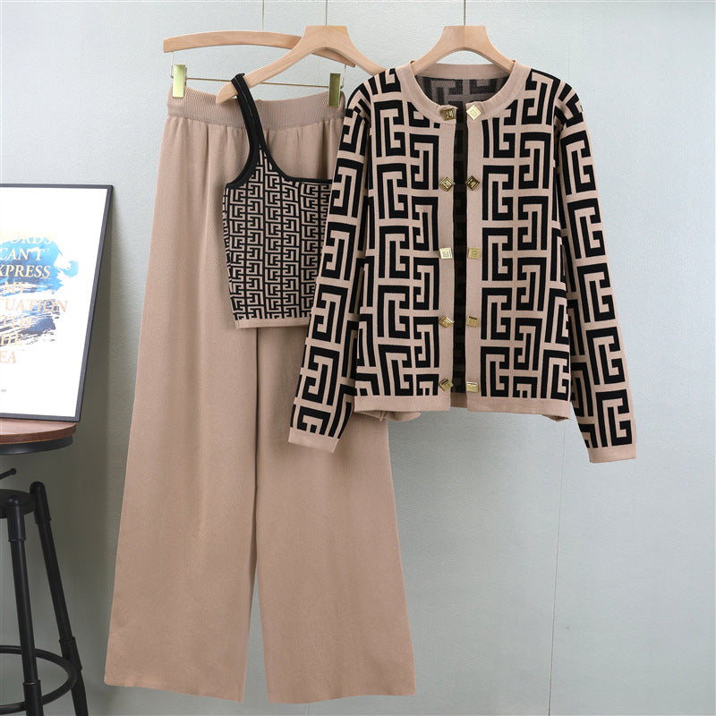 Women's Autumn Fashionable Knitted Sling Loose Fashion Suits