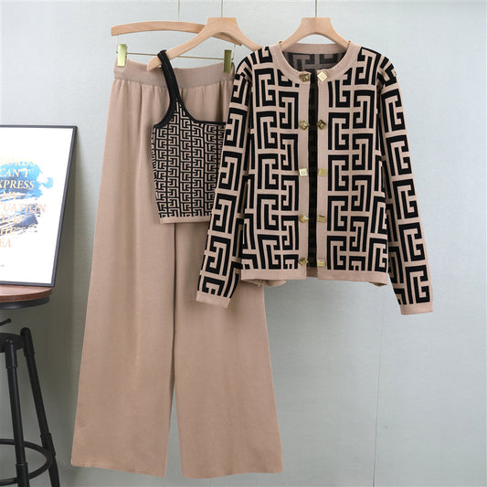 Women's Autumn Fashionable Knitted Sling Loose Fashion Suits