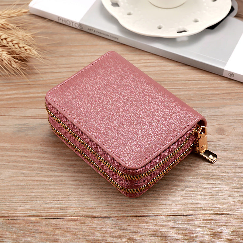 Women's Double Zipper Large Capacity Expanding Fashion Id Package