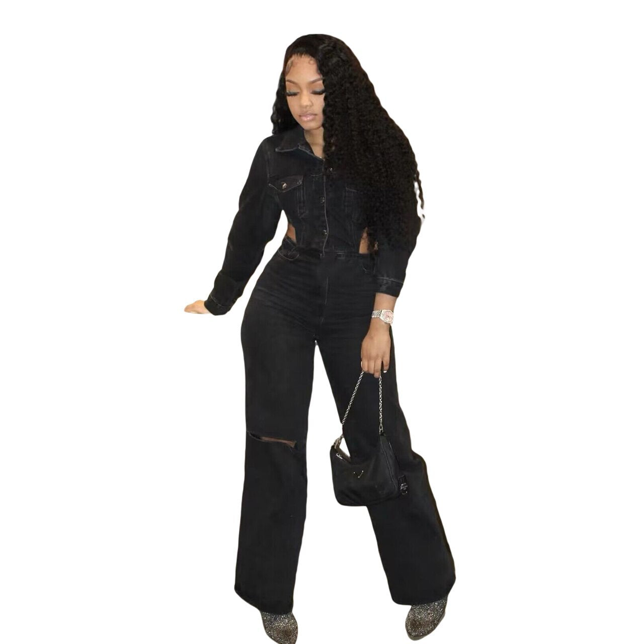 Durable Elegant Denim Casual Stretch Fashion Jumpsuits