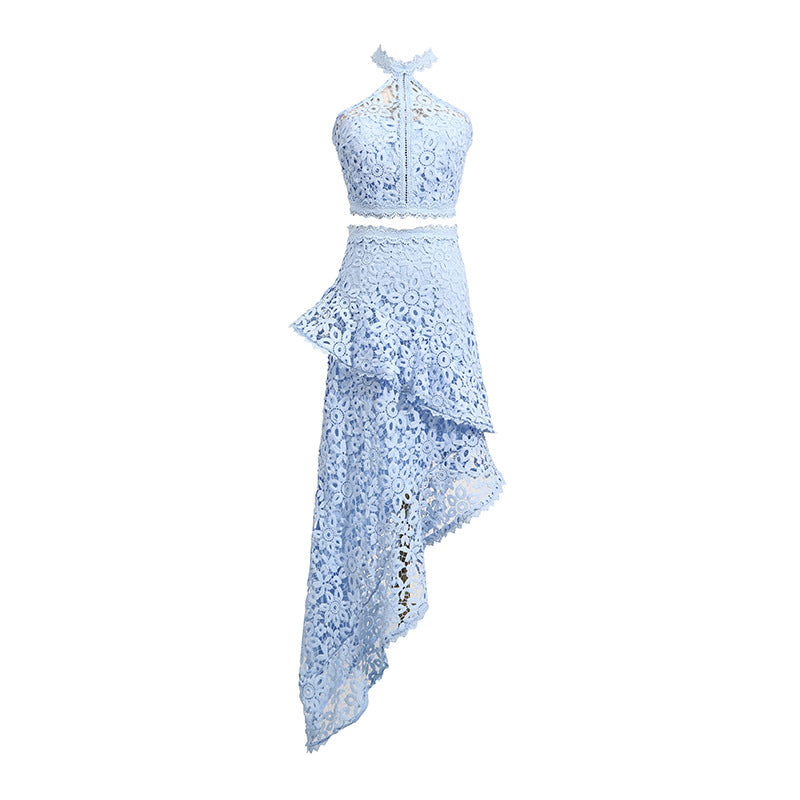 Casual Seaside Vacation Style Two-piece Lace Suits