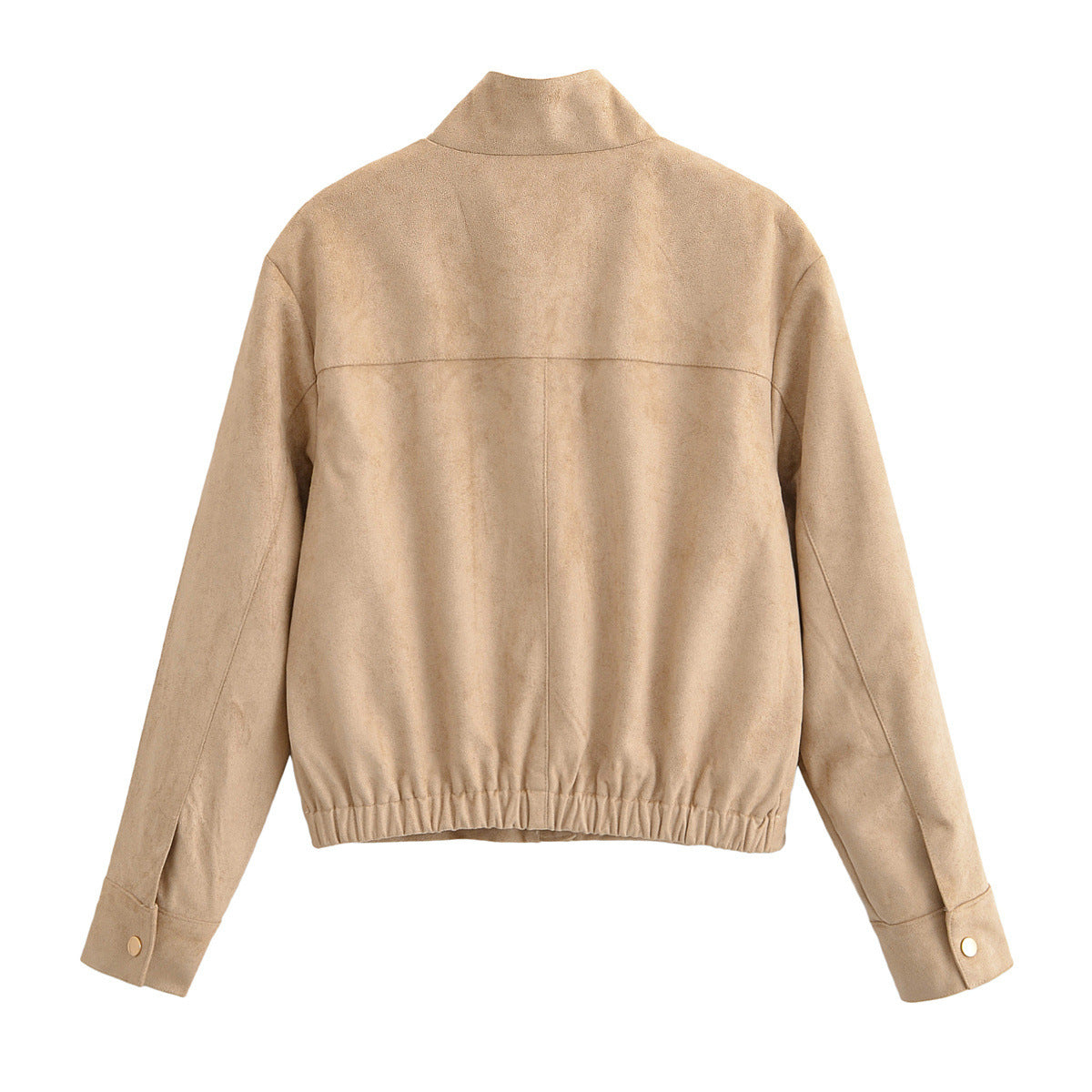 Women's Stand Collar Single-breasted Suede Fabric Jackets