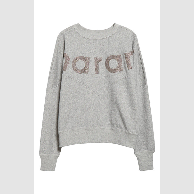 Women's Letter Glitter Printing Patchwork Fleece Fleece-lined Sweaters