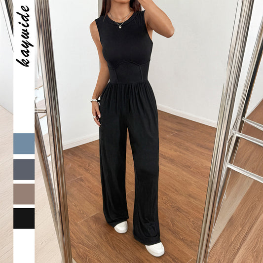 Women's Vacation Casual Style Waist Sleeveless Women's Jumpsuit/clothing