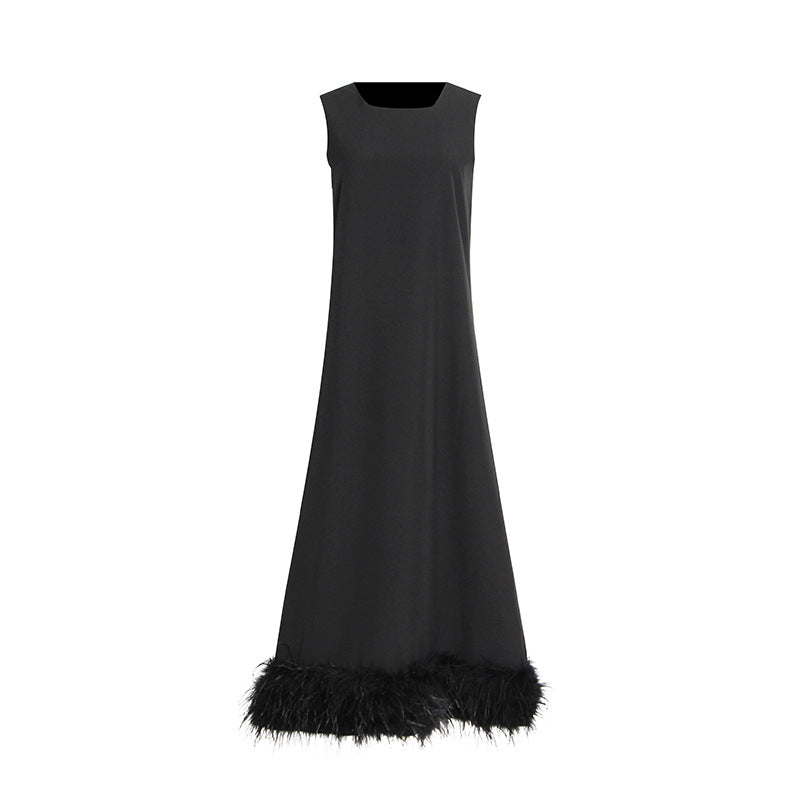 Autumn Round Neck Sleeveless Hem Stitching Dresses