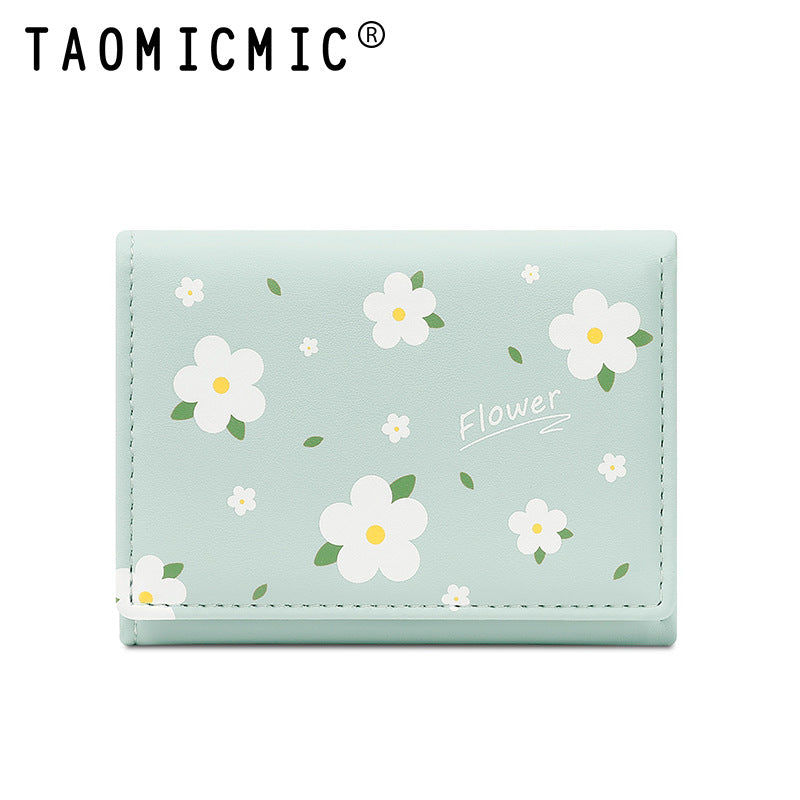 Women's Short Type Simple Creative Cute Flowers Ladies Wallets