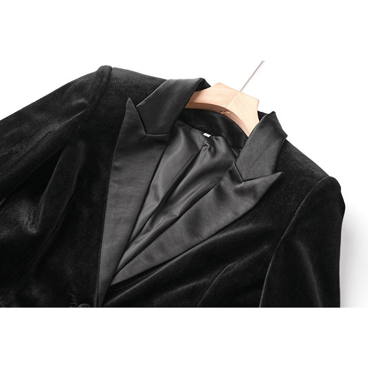 Women's Feather Decoration Black Ostrich Small Dress Blazers