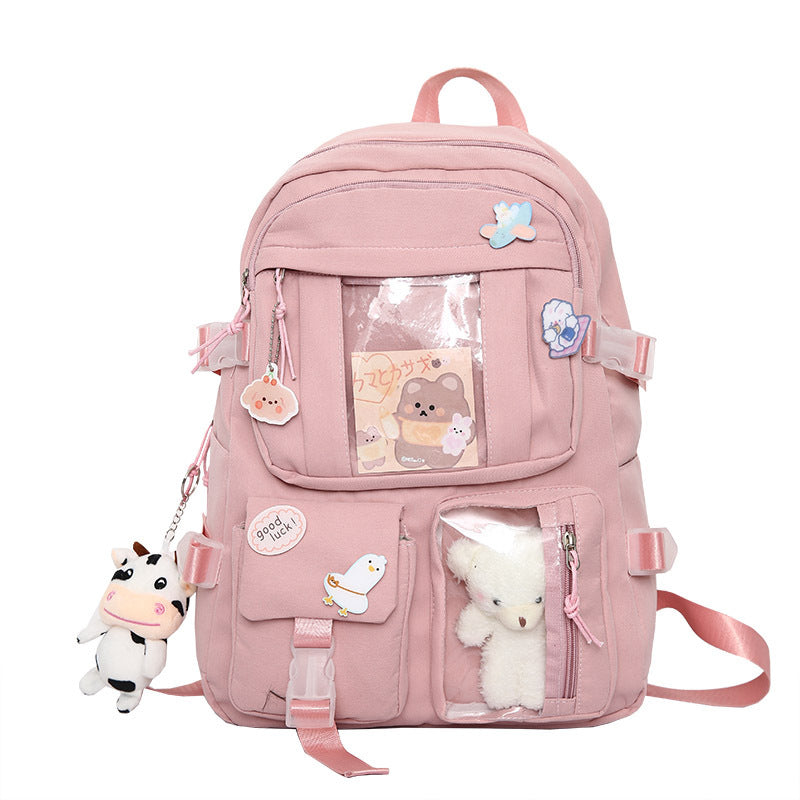 Schoolgirl Pendant Cartoon Cute Badge Bear Travel Bags