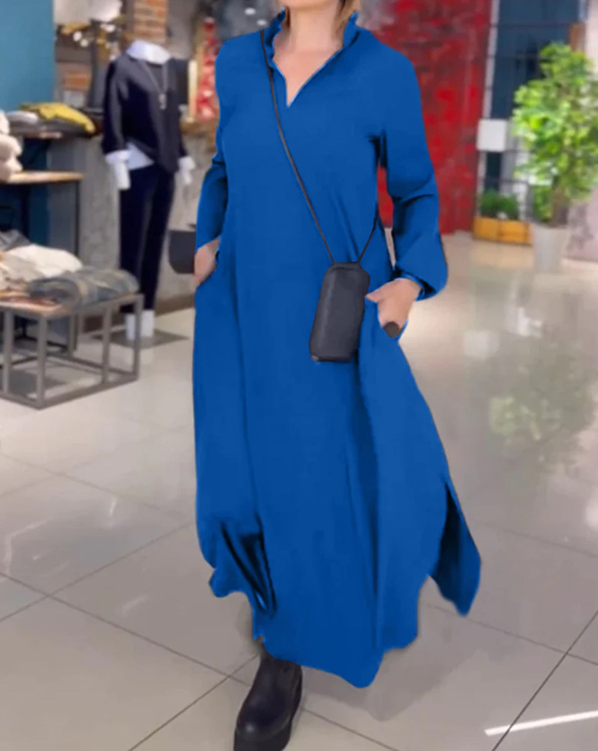 Women's Casual Loose Solid Color Pullover Long Dress