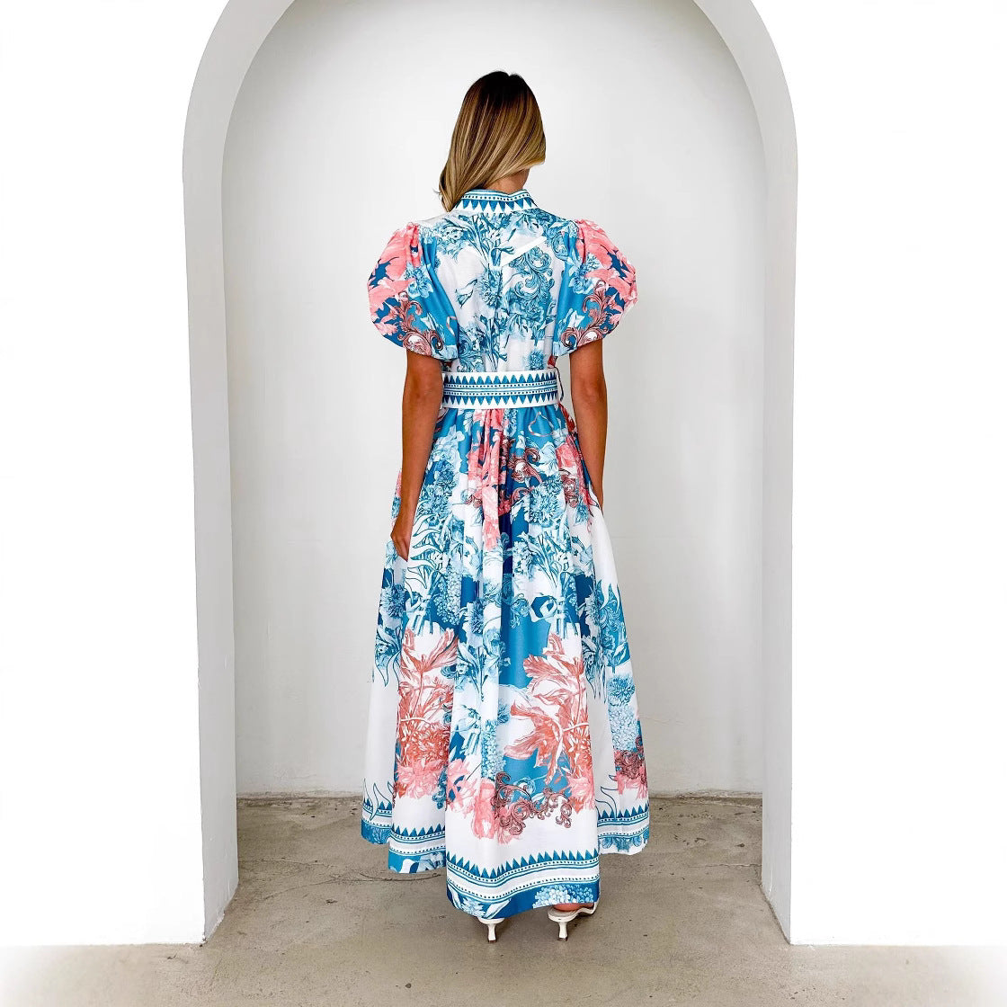 Fashion Casual Positioning Lace Printing Long Dresses