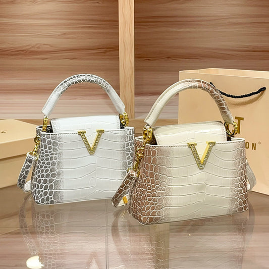 Women's Light Luxury Crocodile Pattern Gradient Color Fashion Handbags