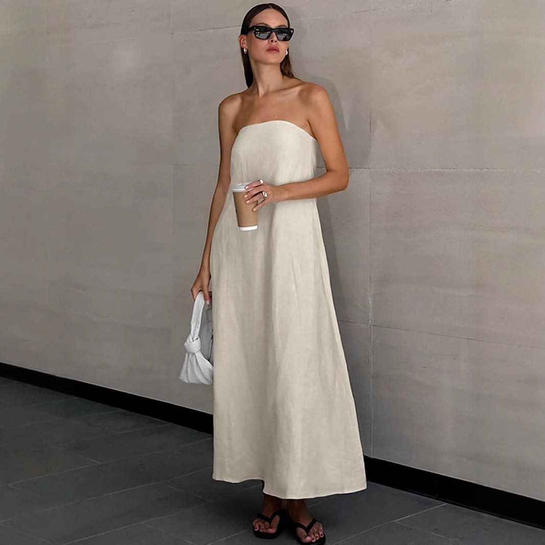 Women's Design Simple Dress Slim Fit Graceful Tube Solid Dresses