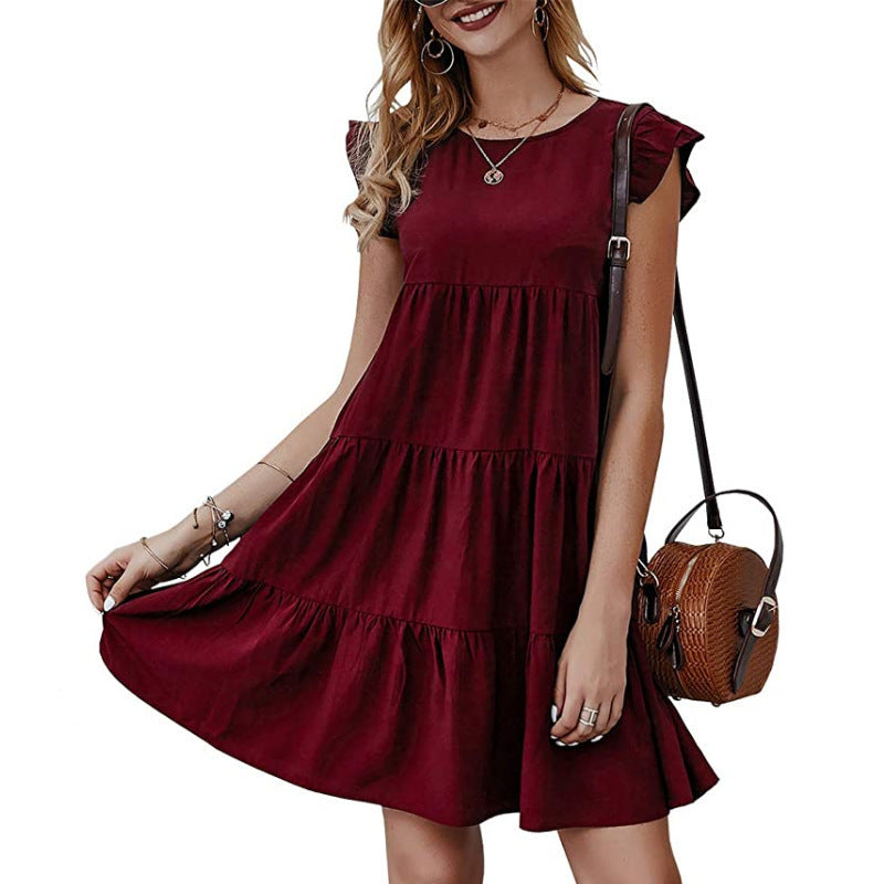 Women's Cake Solid Color Round Neck Sleeveless Dress