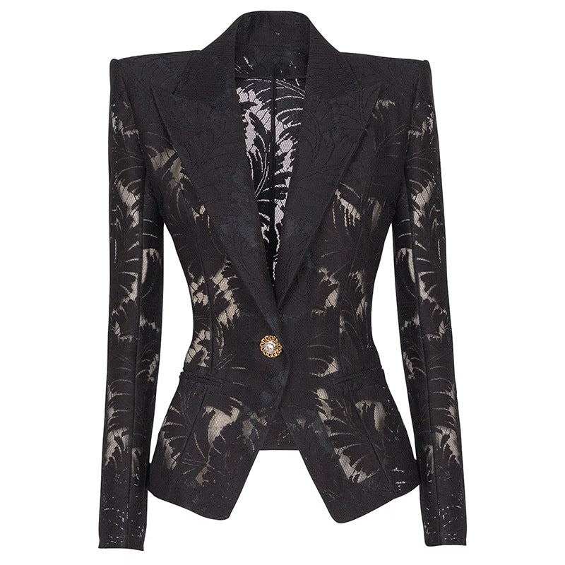 Slouchy Cool Versatile Fashion Embroidery Mesh Blazers