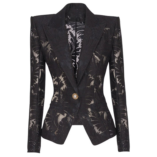 Slouchy Cool Versatile Fashion Embroidery Mesh Blazers