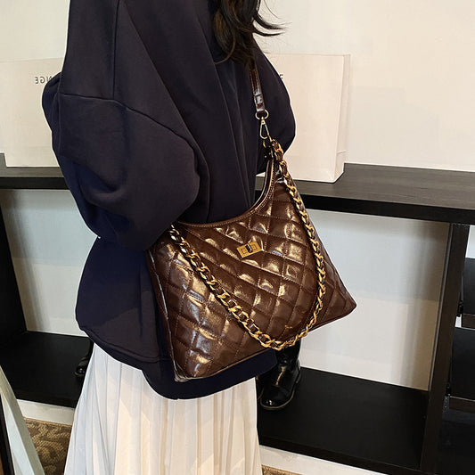 Women's Retro Diamond Style Chain Underarm Tote Bags