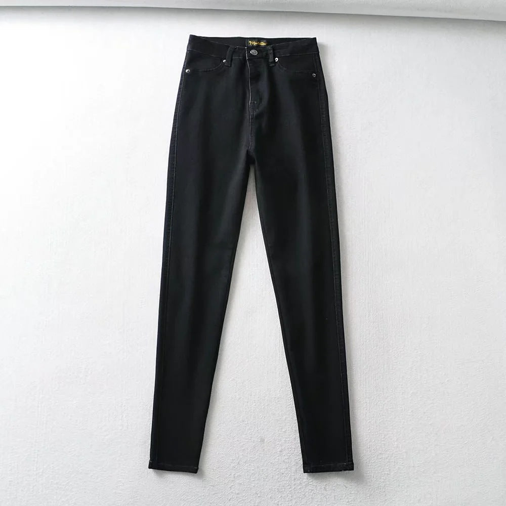 Women's High Waist Stretch Slim Fit Skinny Thin Hip Raise Jeans