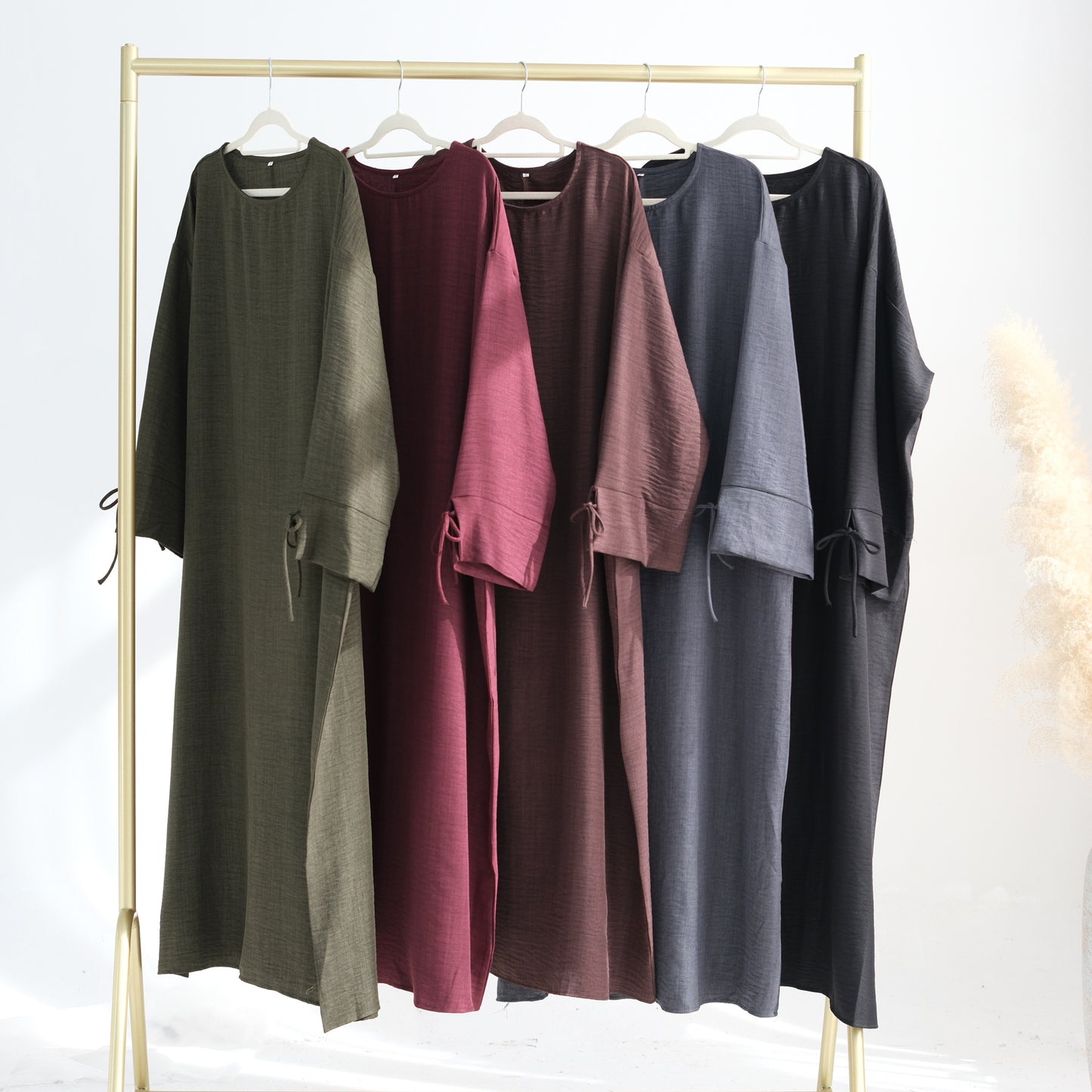 Pretty Turkish Solid Color Casual Robe Dresses