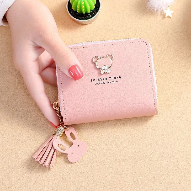 Tassel Female Short Cute Bear Zipper Ladies Wallets