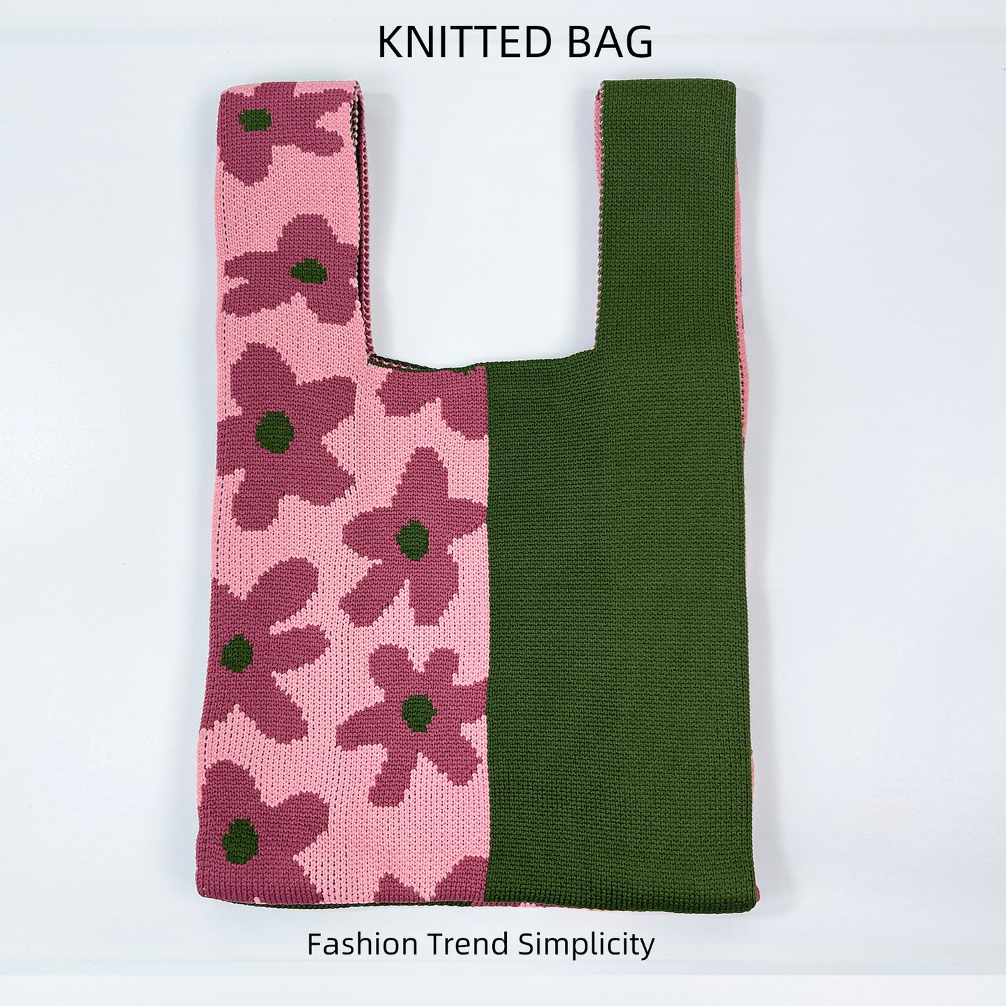 Women's Flower Knitted Large Capacity Totes Wrist Handbags