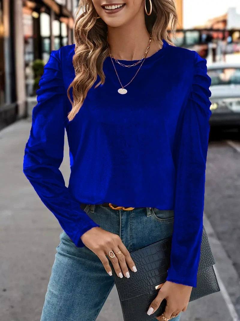 Women's Veet Casual Round Neck Slim Fit Puff Tops
