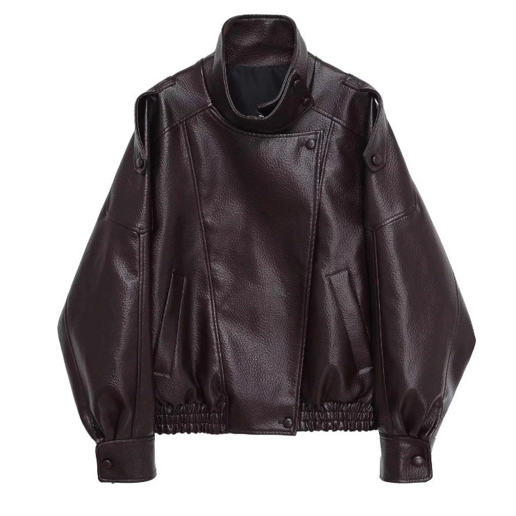 Women's Fashion Personality Locomotive Style Imitation Leather Jackets