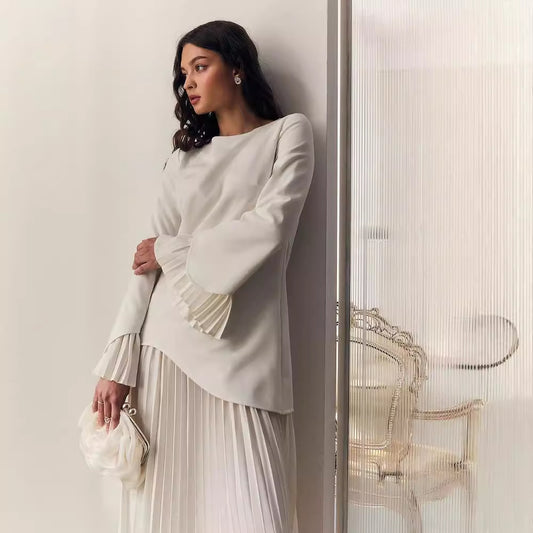 Women's Elegant Pleated Stitching High-grade Loose French Suits