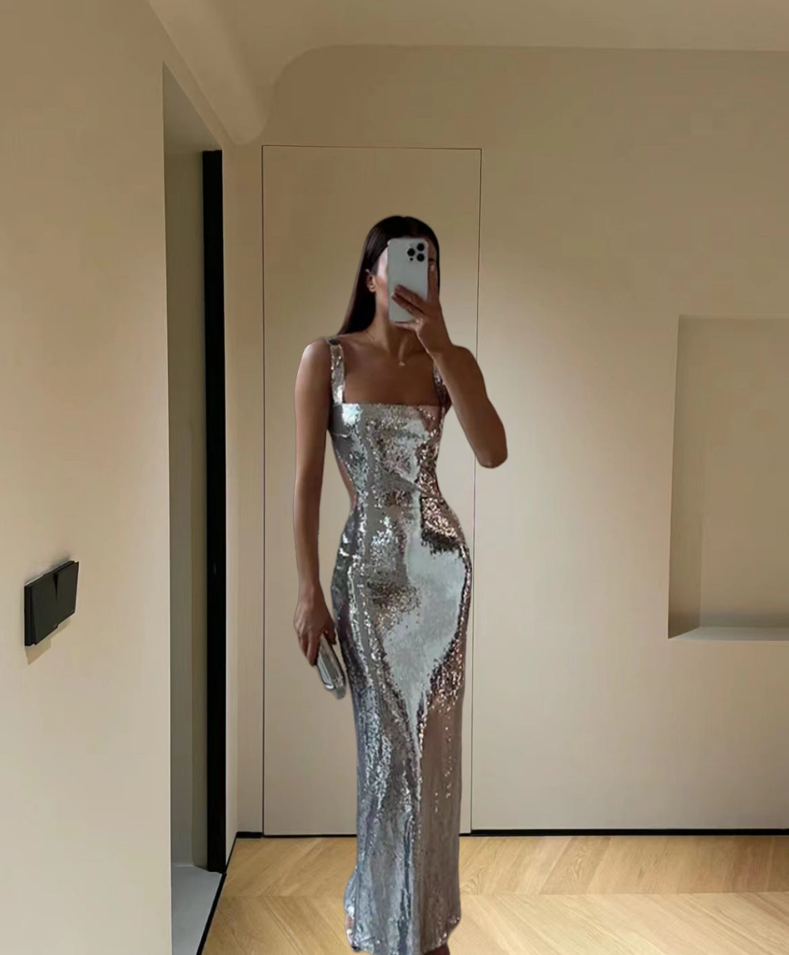 Women's Fashion Sleeveless Sequin Sling Sequins Dress Skirts