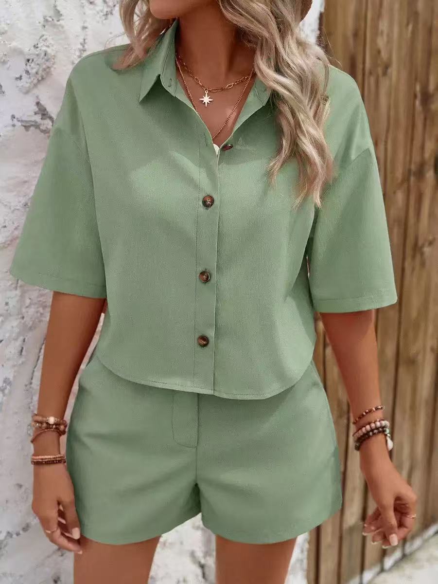 Innovative New Women's Short-sleeved Shirt Two-piece Fashion Casual Suit