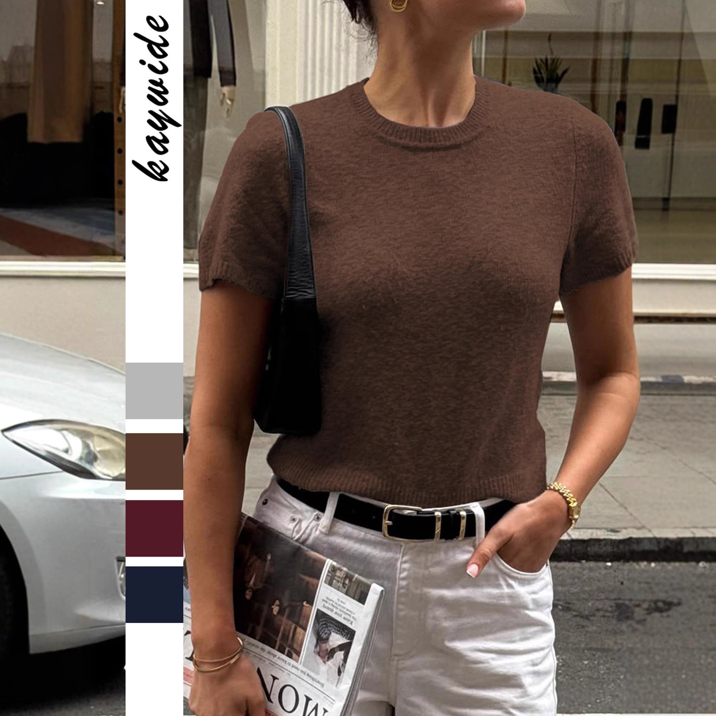 Women's Casual Simple Short-sleeved Fashion Woolen Women's T-shirt