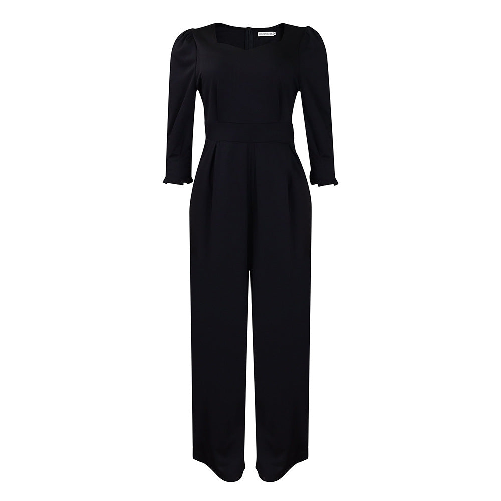 Women's Winter Long Sleeve Solid Color Loose Wide Pants