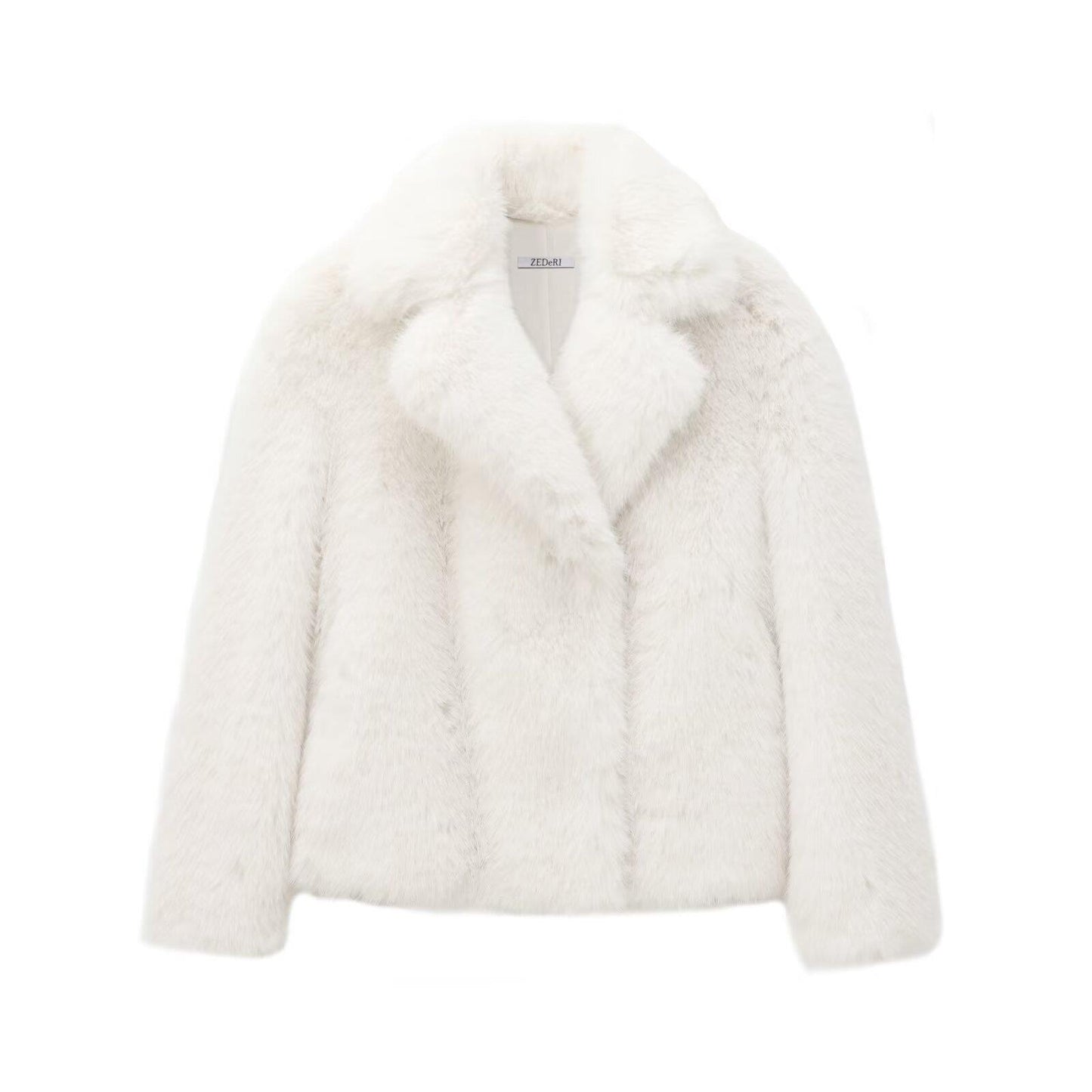 Woolen Effect Artificial Fur Fashion Black Coats