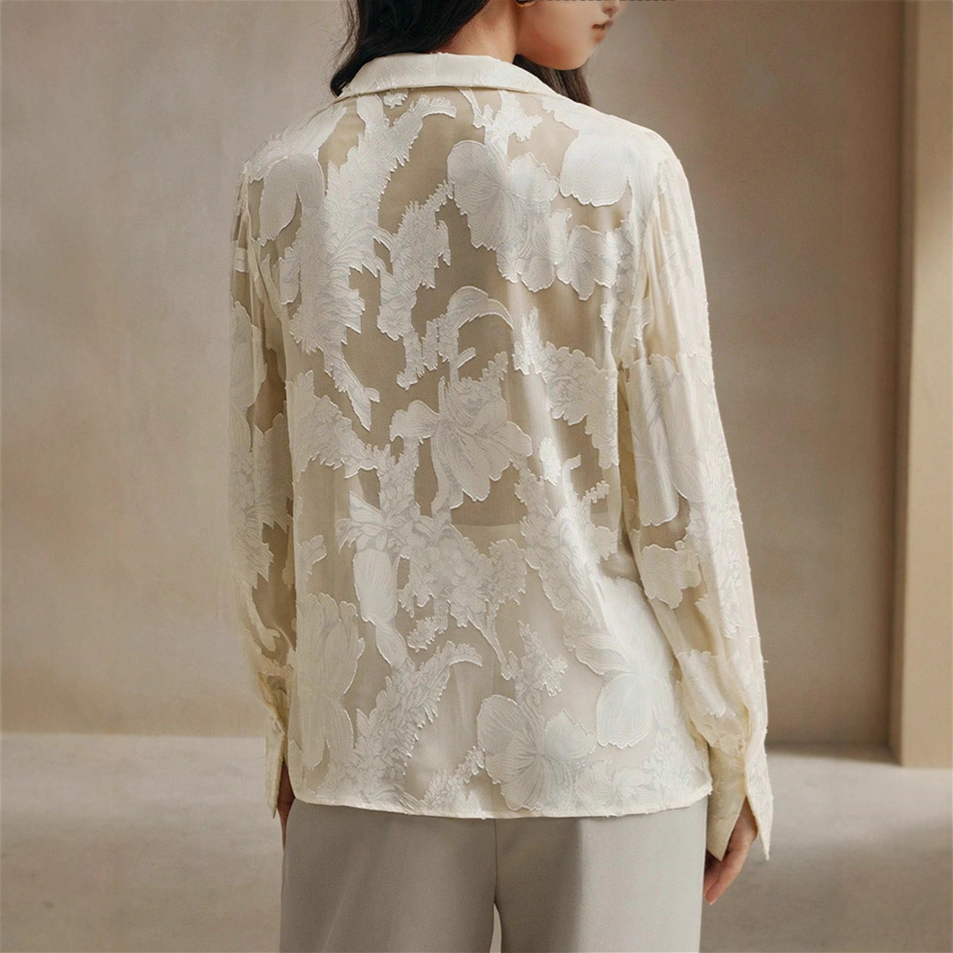 Women's Casual Style Exquisite Jacquard Turtleneck Shirt Blouses