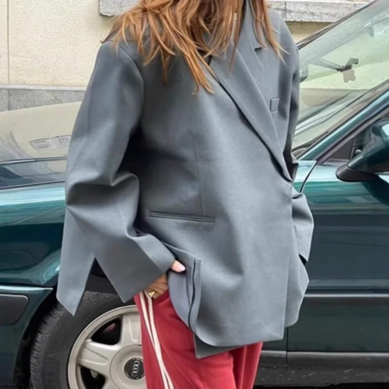 Autumn Three-color Loose Solid Color Mid-length Blazers