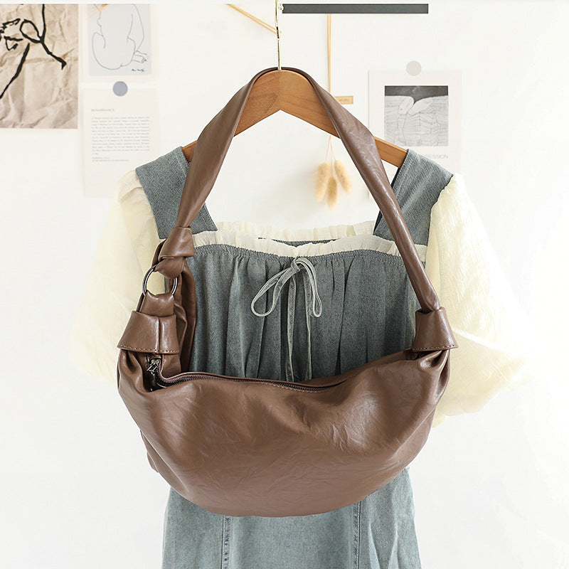 Style Retro Soft Leather Dumpling Croissant Bags