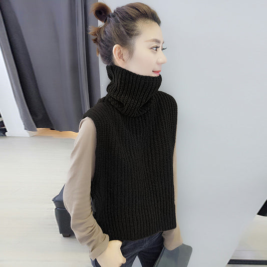 Black Turtleneck Fashion Sleeveless Thick Waistcoat Vests