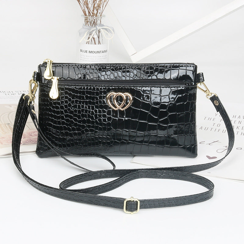 Women's Fashion Shiny Surface Patent Leather Crocodile Crossbody Bags