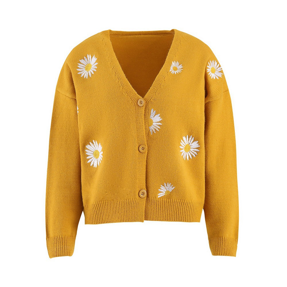 Women's Knitted Single-breasted King Whyte Embroidered Sweaters