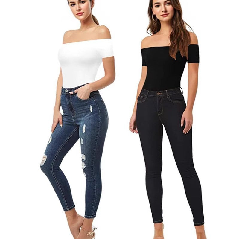 Women's Casual Bottoming Sleeve Tight Leopard Print Women's Jumpsuit/clothing