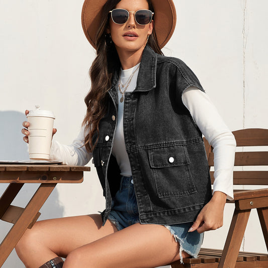 Women's Trade Retro Denim Slim Washed Casual Vests