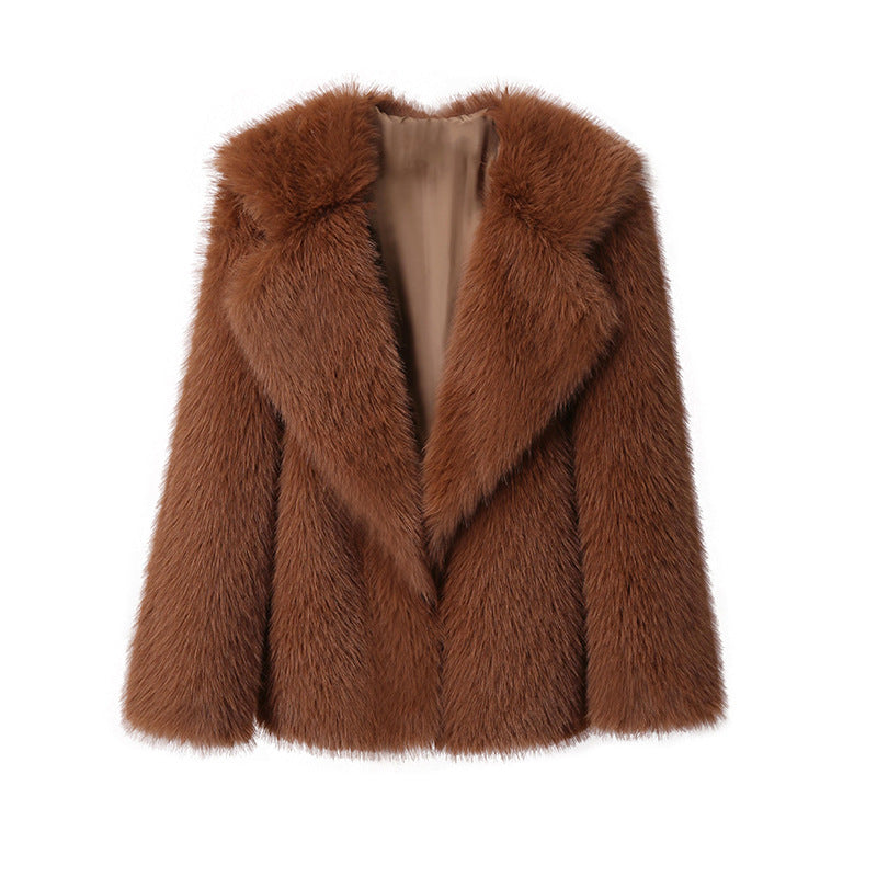 Women's Lapel Leather Fur Faux Loose Korean Coats