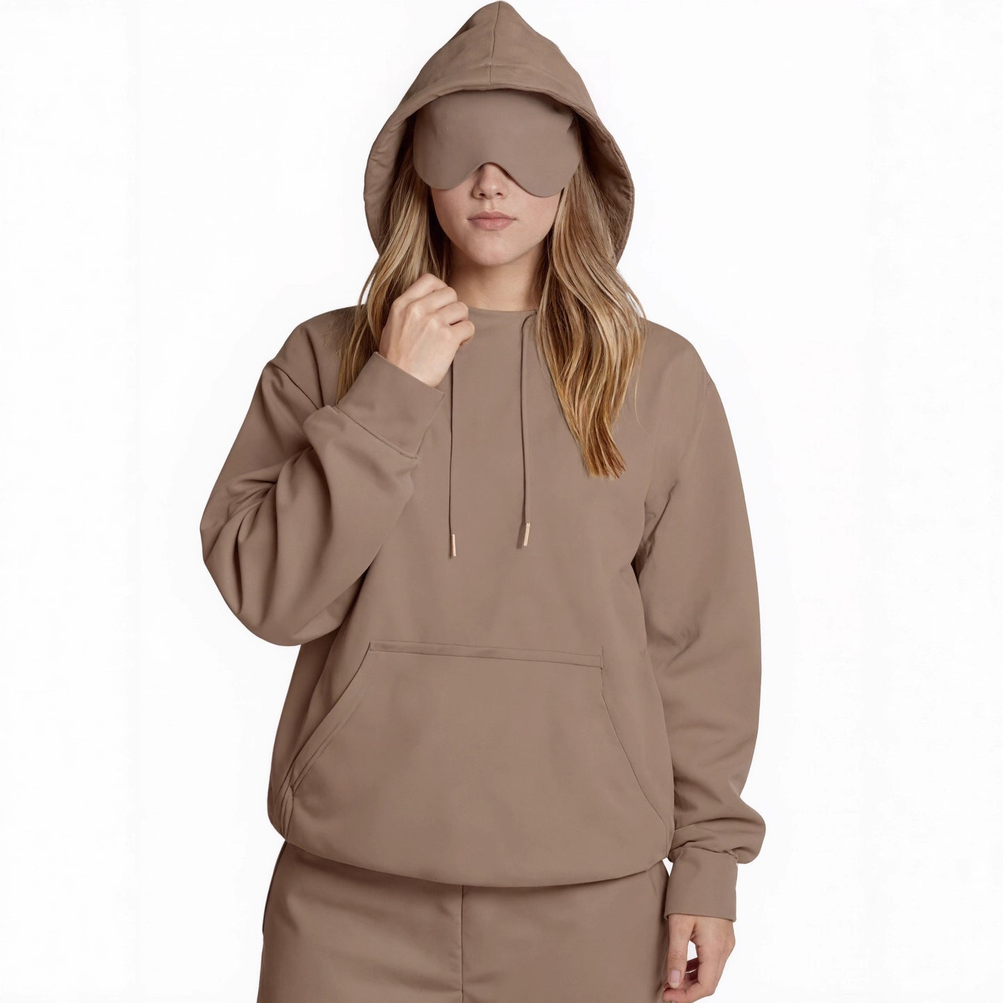 Women's Pocket Hoodie With Eye Mask Travel Sweaters