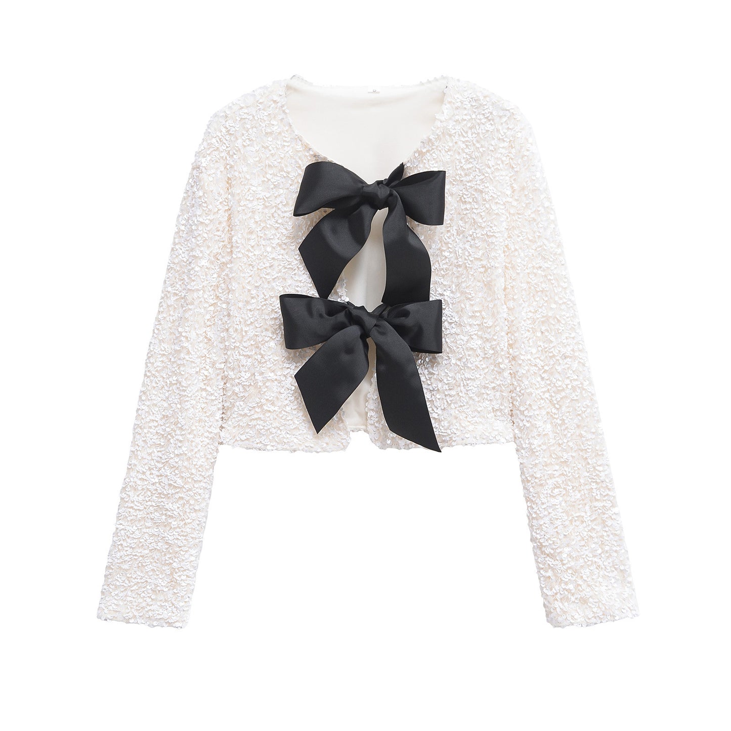 Women's Attractive Two-color Bow Sequined Fashion Blouses