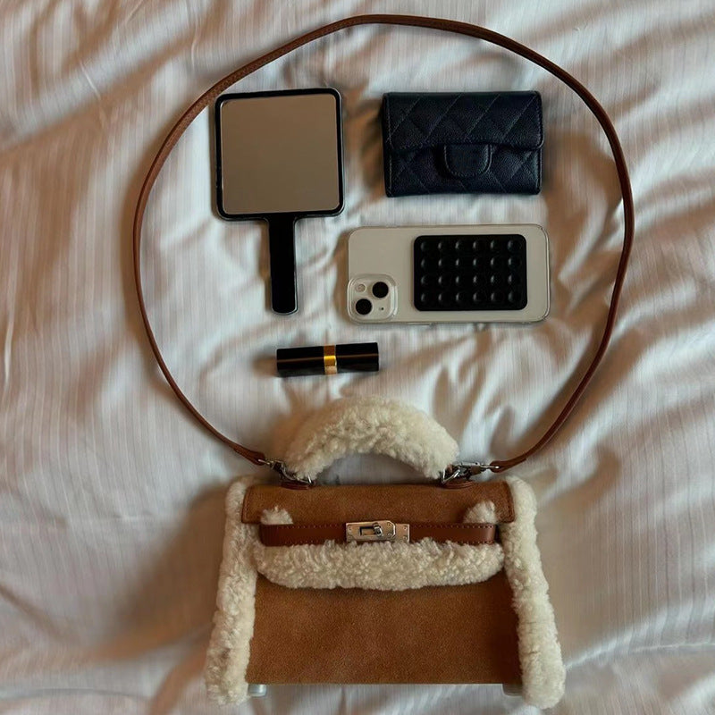 Attractive Women's Frosted Suede Plush Kelly Shoulder Bags