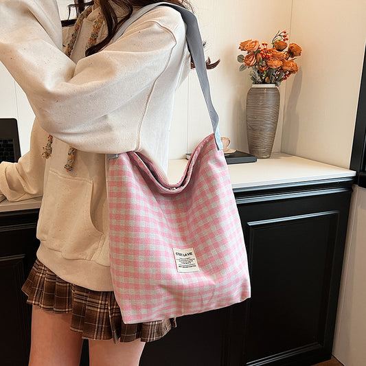 Female Trendy Check One College Literary Shoulder Bags