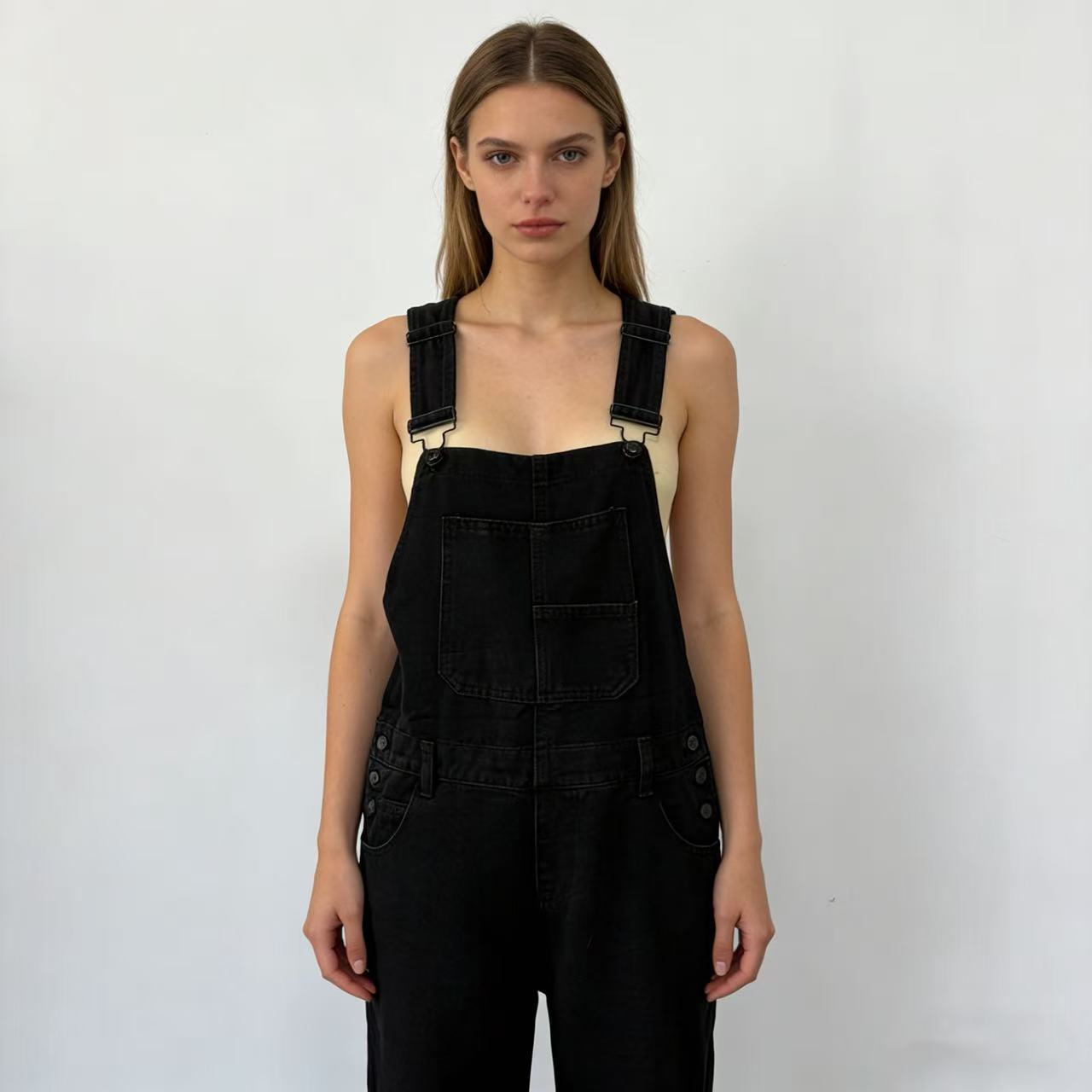 Women's Casual Loose Denim Brace Trousers One-piece Women's Jeans